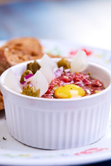 beef tartare with egg