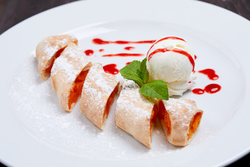 strudel with ice cream