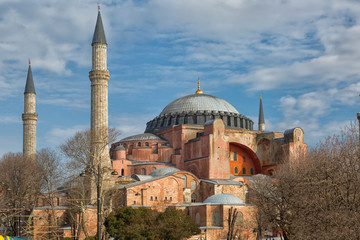 Fototapeta na wymiar St. Sophia Cathedral on a sunny day, Istanbul