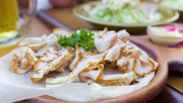 Ukrainian Salo Dish served in Restaurant