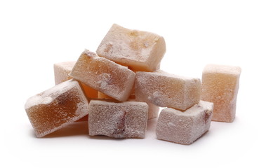 Turkish delight with walnut isolated on white background