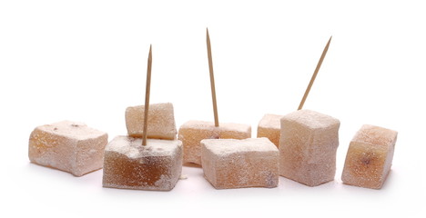 Turkish delight with walnut isolated on white background