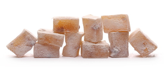 Turkish delight with walnut isolated on white background