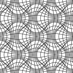 Linear wavy distorted grid seamless vector pattern