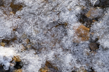 view of frozen water with air bubbles