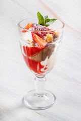 summer dessert with strawberries and chocolate
