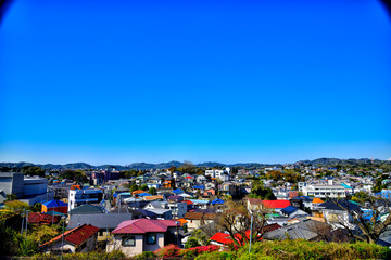 Fototapeta na wymiar View from Yokosuka-Chuo Park in Yokosuka City.