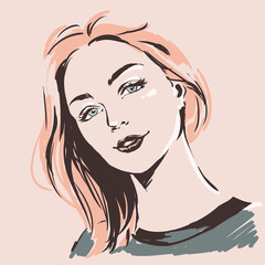 Fashion woman sketch, pretty face