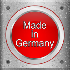 Made in Germany button on a metal plate - 3D illustration