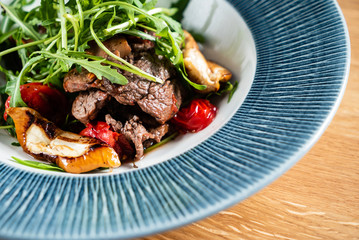 salad with beef and roasted vegetables