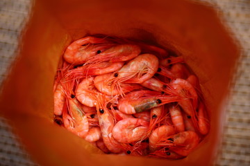 Steamed shrimps /prawns on a plate