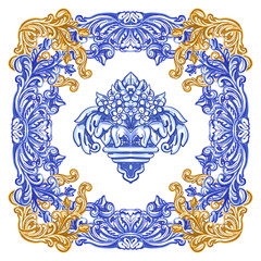 Azulejos Portuguese watercolor - obrazy, fototapety, plakaty