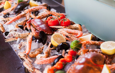 cooking seafood in a restaurant.