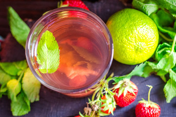 strawberry compote with mint and lime