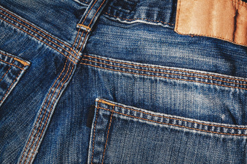 blank label on denim jeans