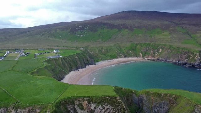 Aerial view of the small Gaeltacht village Mailin Beg south of Glencolumbkille in County Donegal - Ireland
