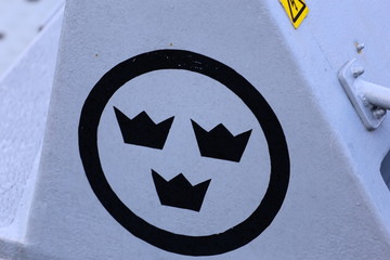 Swedish three crowns on military warship