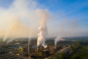 Fototapeta na wymiar Aerial view. Industrial plants with pollution chimneys, Air pollution from industrial plants