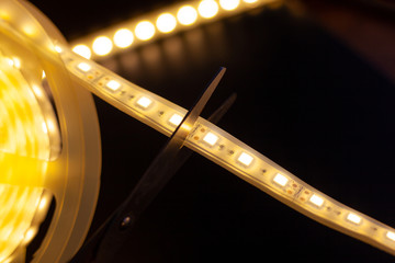 cutting off excess pieces of LED strip