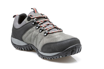 gray sneaker for rough terrain, concept, on a white background