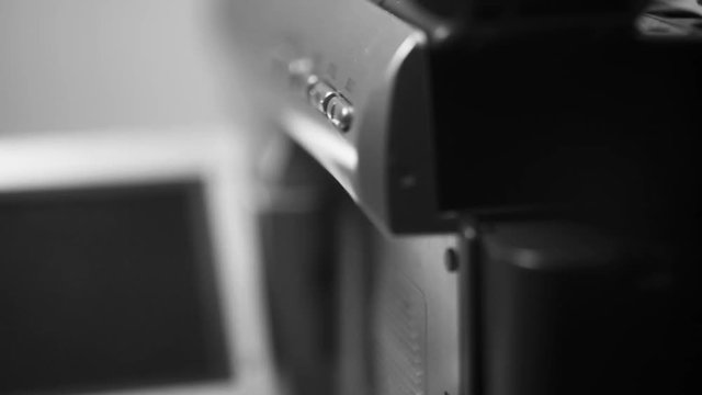 Mini dv vcr camcorder camera battery compartment, macro close up shot