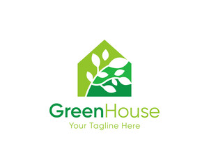 Green House logo Design vector, Nature House Logo