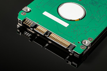 Close-up contact pads of hard disk