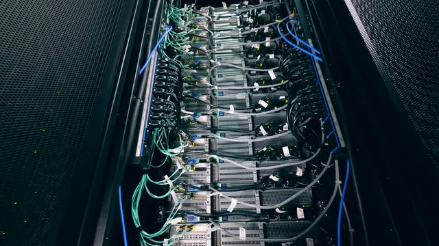 Working computers at a modern data center.