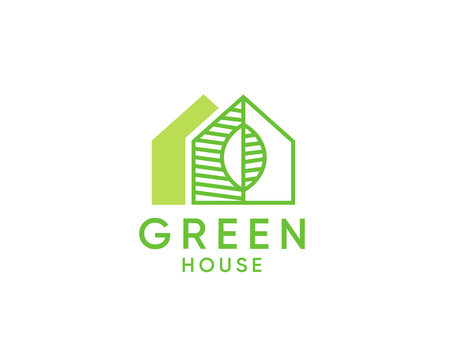 Green House logo Design vector, Nature House Logo