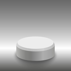 Round stage podium illuminated with light. Stage vector backdrop. Festive podium scene for award ceremony. 