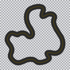 Winding road in top view isolated on a transparent.