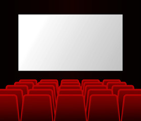 Movie cinema premiere poster design with white screen. Vector background