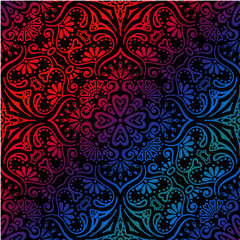 Vector illustration of colorful ornate on black background
