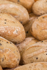 Fresh bread on the market closeup