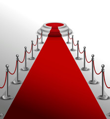 Red carpet of cinema award event. Red Carpet Stage.