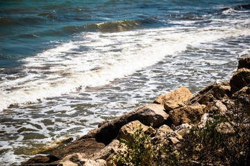 Beach on a black sea in a Eforie Sud near the Constanta in Romania