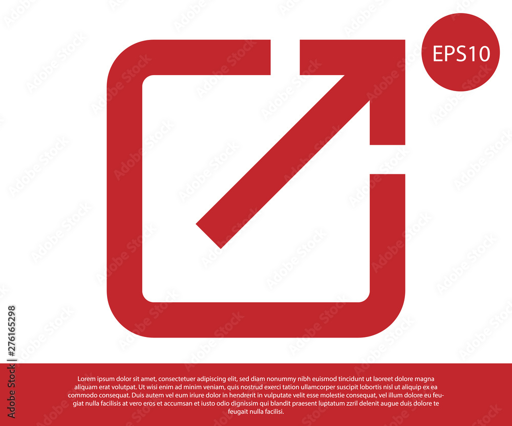 Poster red open in new window icon isolated on white background. open another tab button sign. browser fram