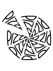 lecker 1 stück salami pizza text logo rund kreis stücke fast food hunger kochen backen restaurant koch bäcker cool design küche
