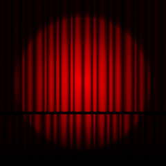 Red stage curtain realistic vector illustration for theater or opera scene backdrop, concert grand opening or cinema premiere. Red curtains or portiere drapes for ceremony performance design template