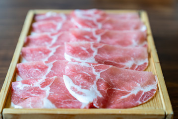 Raw Pork meat sukiyaki