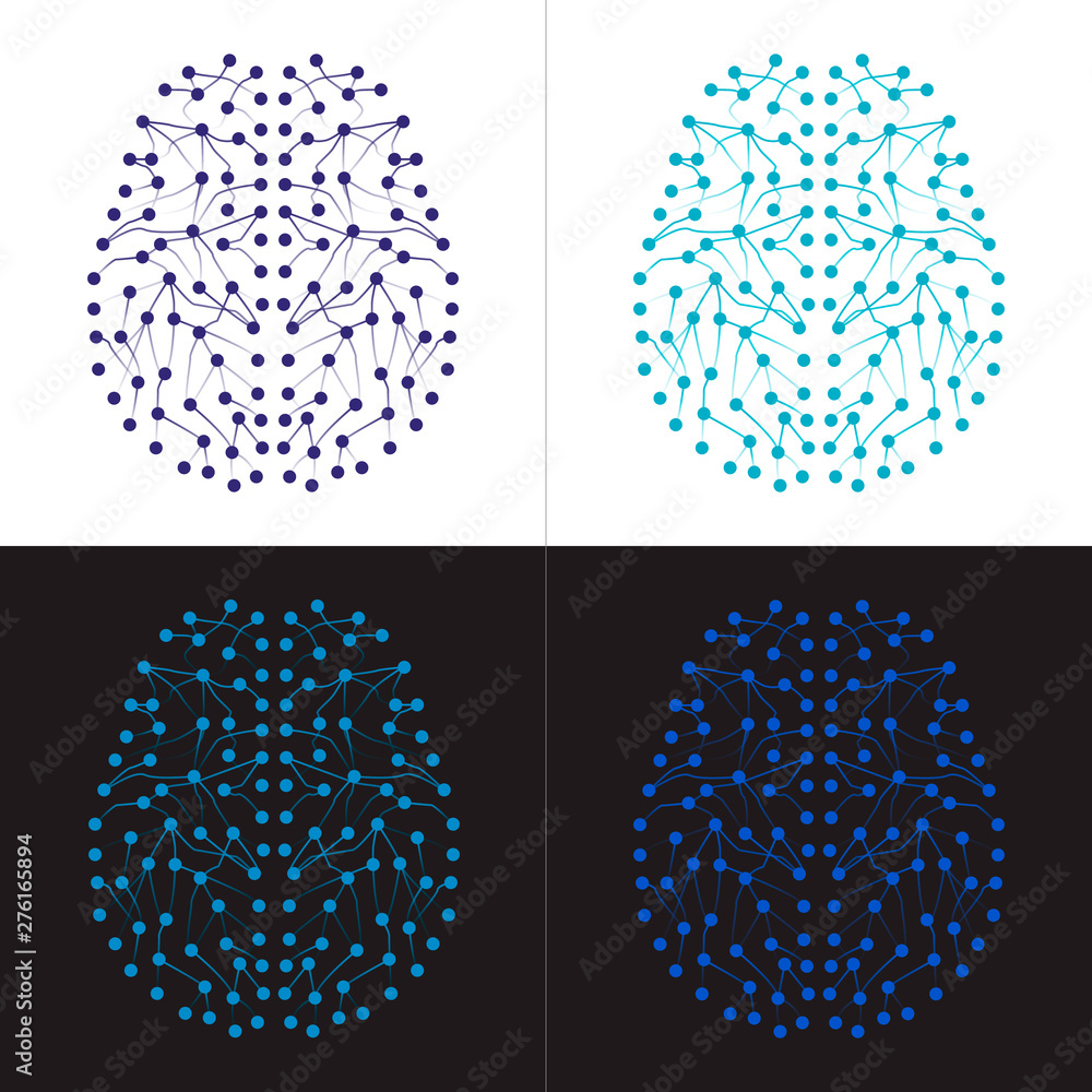 Poster set of four neural networks that form human brain.