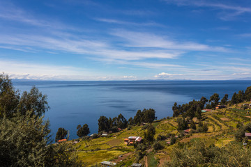 Obraz premium Peruvian landscape, Titicaca Lake. Puno, Peru