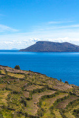 Peruvian landscape, Titicaca Lake. Puno, Peru