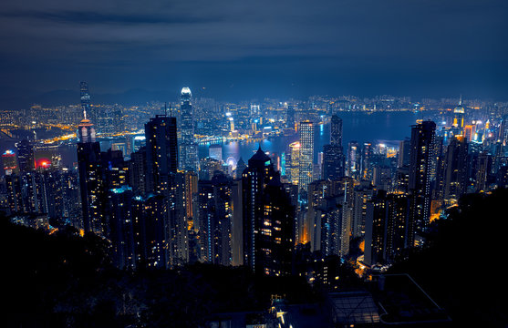 Fototapeta View of Hong Kong and Victoria Harbour