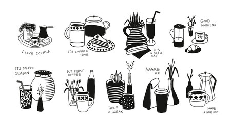 Quote love coffee typography cup Good day flowers