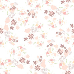 Trendy delicate pastel simple flowers, great design for any purposes. Simple modern style. Floral pattern. Elegant decorative background. Floral vector illustration.