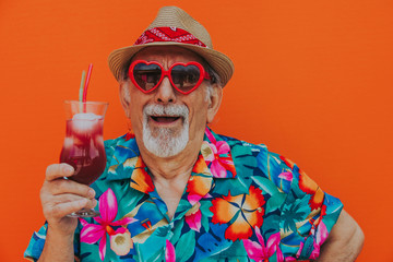 Grandfather portraits on colored backgrounds