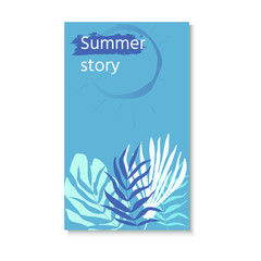 Vector set of social media stories design templates with palm leaves. Creative backgrounds for  banner, poster, web, landing, page, cover, ad, greeting card, promotion. Summer vacation concept