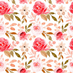 soft pink watercolor floral seamless pattern