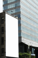 Obraz premium Big billboard template on building in city